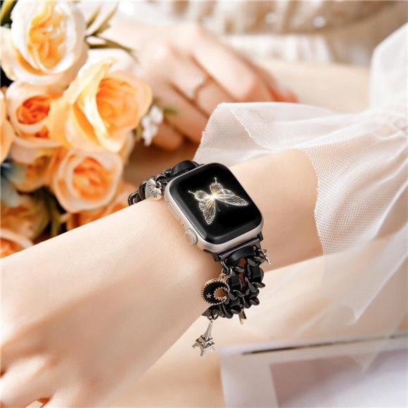 NEW Black Luxury Apple Watch Band with Charms